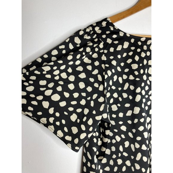 LOFT Black Beige Blouse Low Back Detail Women's Large - Picture 3 of 11